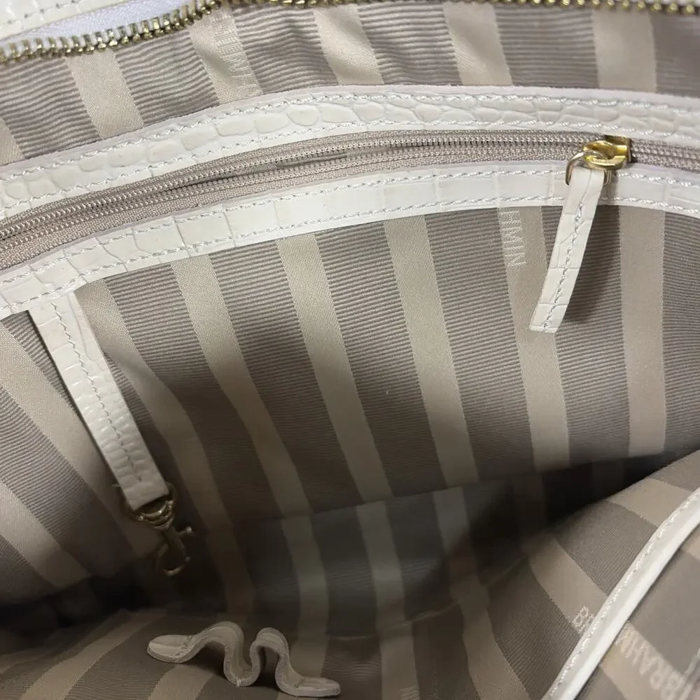 Brahmin Priscilla Satchel Natural Leighton Handbag Purse‎ Snakeskin Taupe